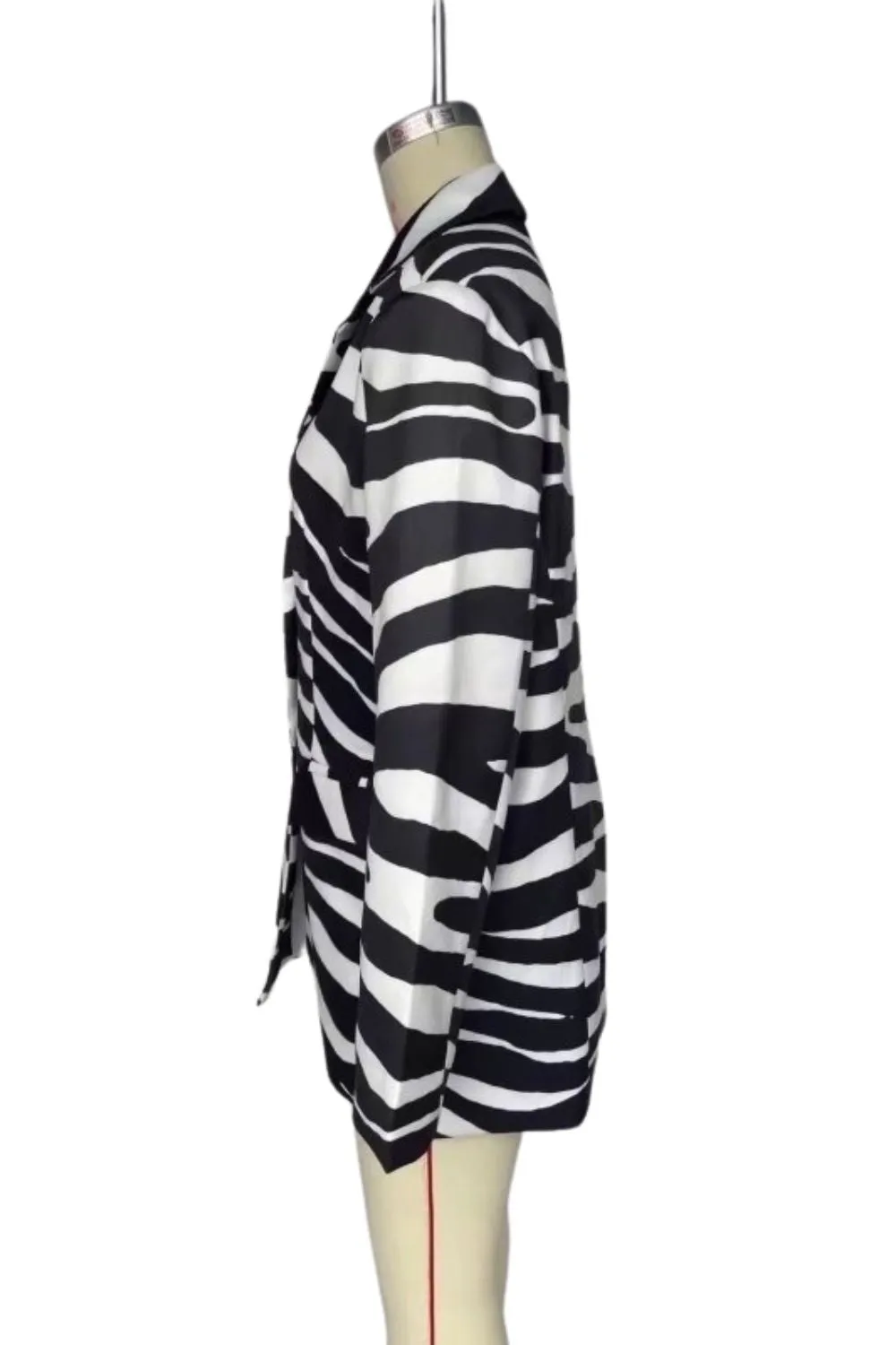 ' Chase' Chic Striped Single-Breasted Printed Blazer