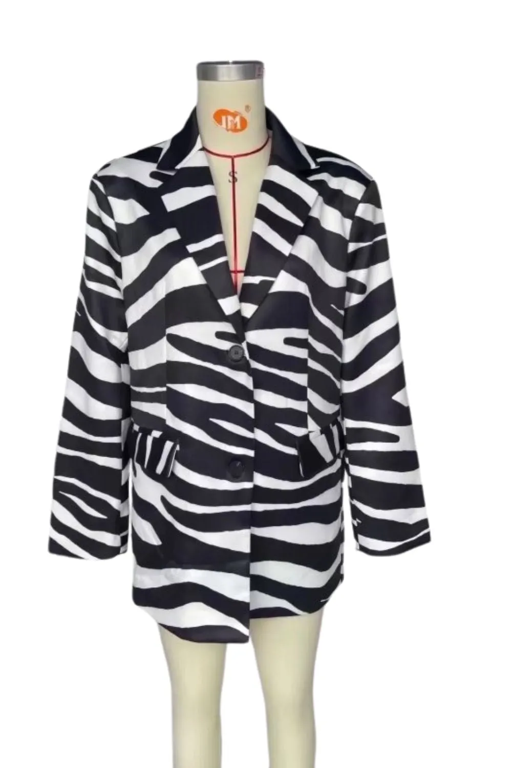 ' Chase' Chic Striped Single-Breasted Printed Blazer