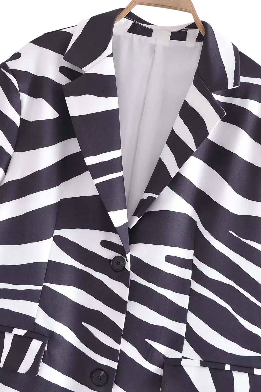' Chase' Chic Striped Single-Breasted Printed Blazer