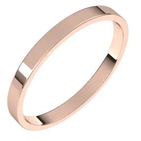 10K Rose Gold Flat Ultra-Light Wedding Band, 2 mm Wide