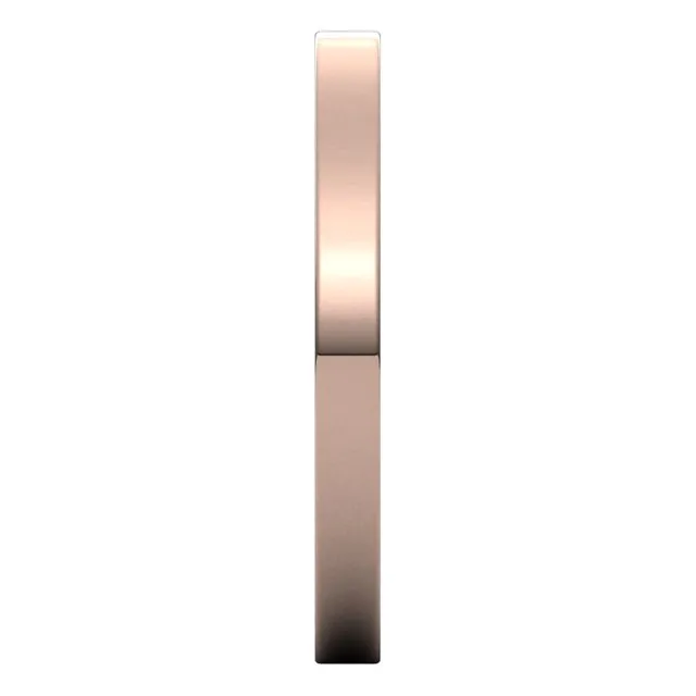 10K Rose Gold Flat Ultra-Light Wedding Band, 2 mm Wide
