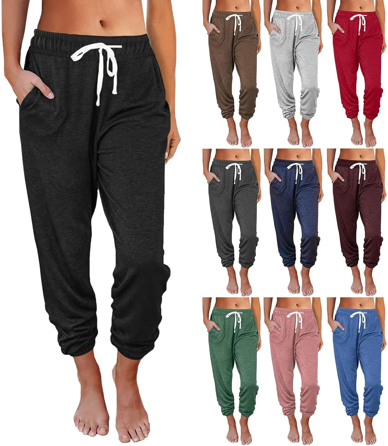 2025 Sweatpants Women Baggy Cinch Bottom Athletic Pants Straight Leg Joggers with Pocket Lounge Pajamas Soft Trousers
