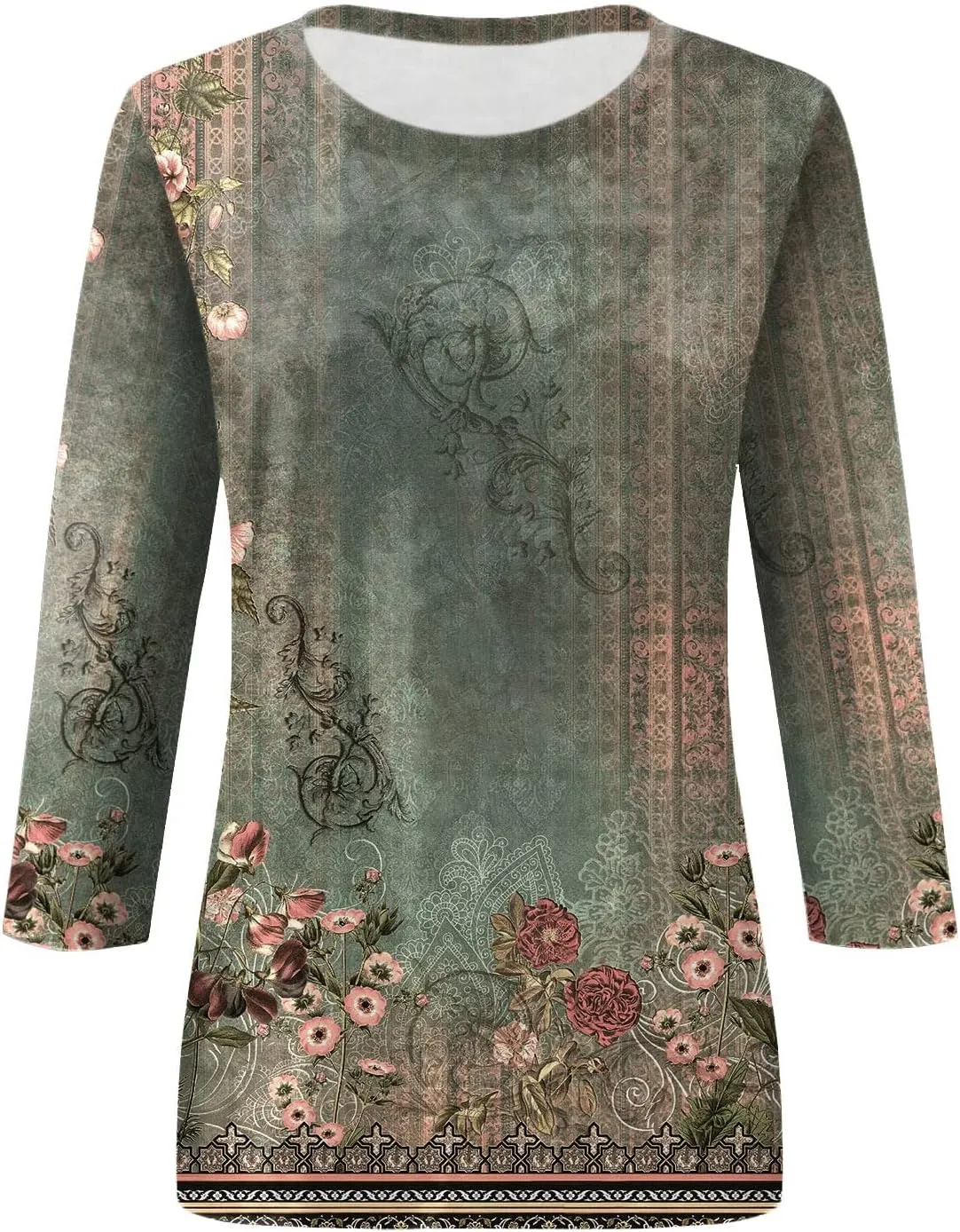 3/4 Length Sleeves Womens Tops Blouses 2025 Spring Dressy Casual Going Out Tops Summer Three Quarter Sleeve Shirts