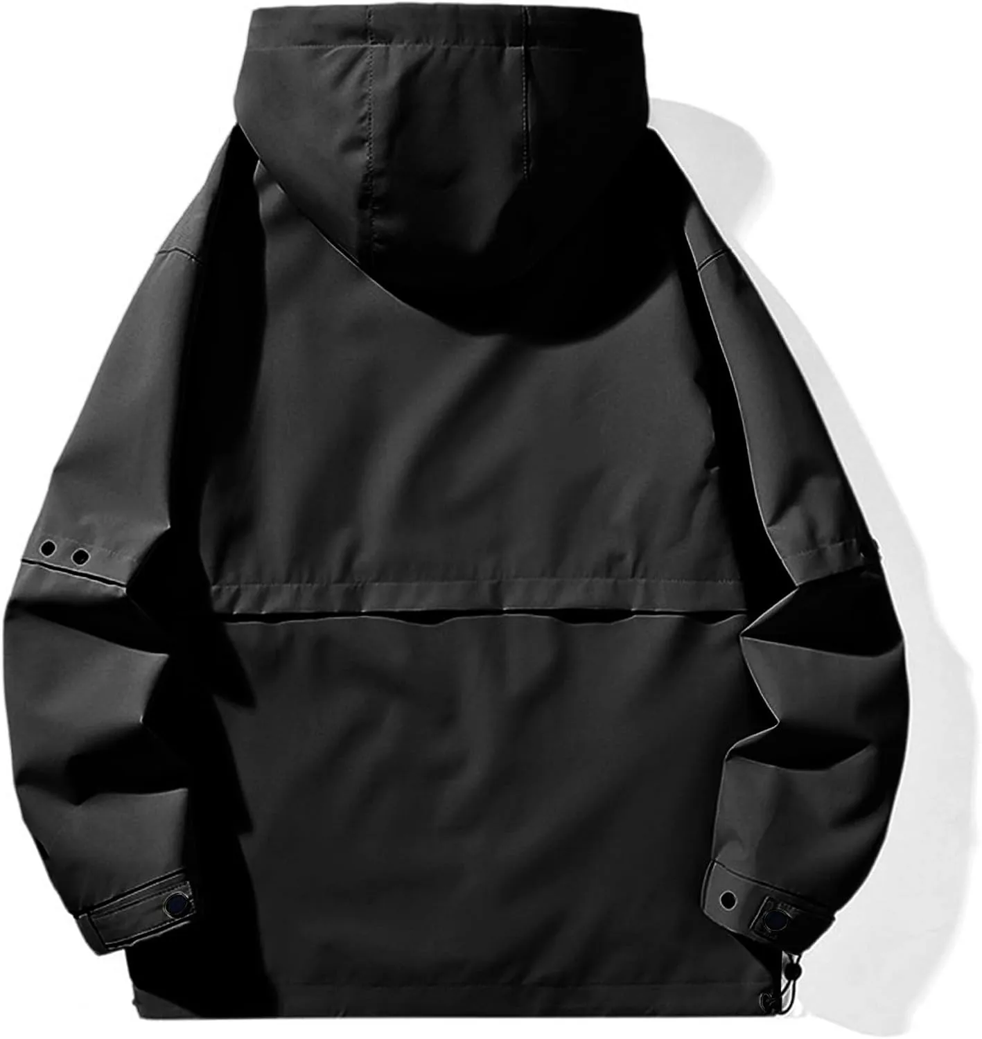 Akklian Hooded Rain Jacket Unisex Versatile Raincoat Softshell Camp Hiking Waterproof Windbreaker Jackets with Multi-pockets
