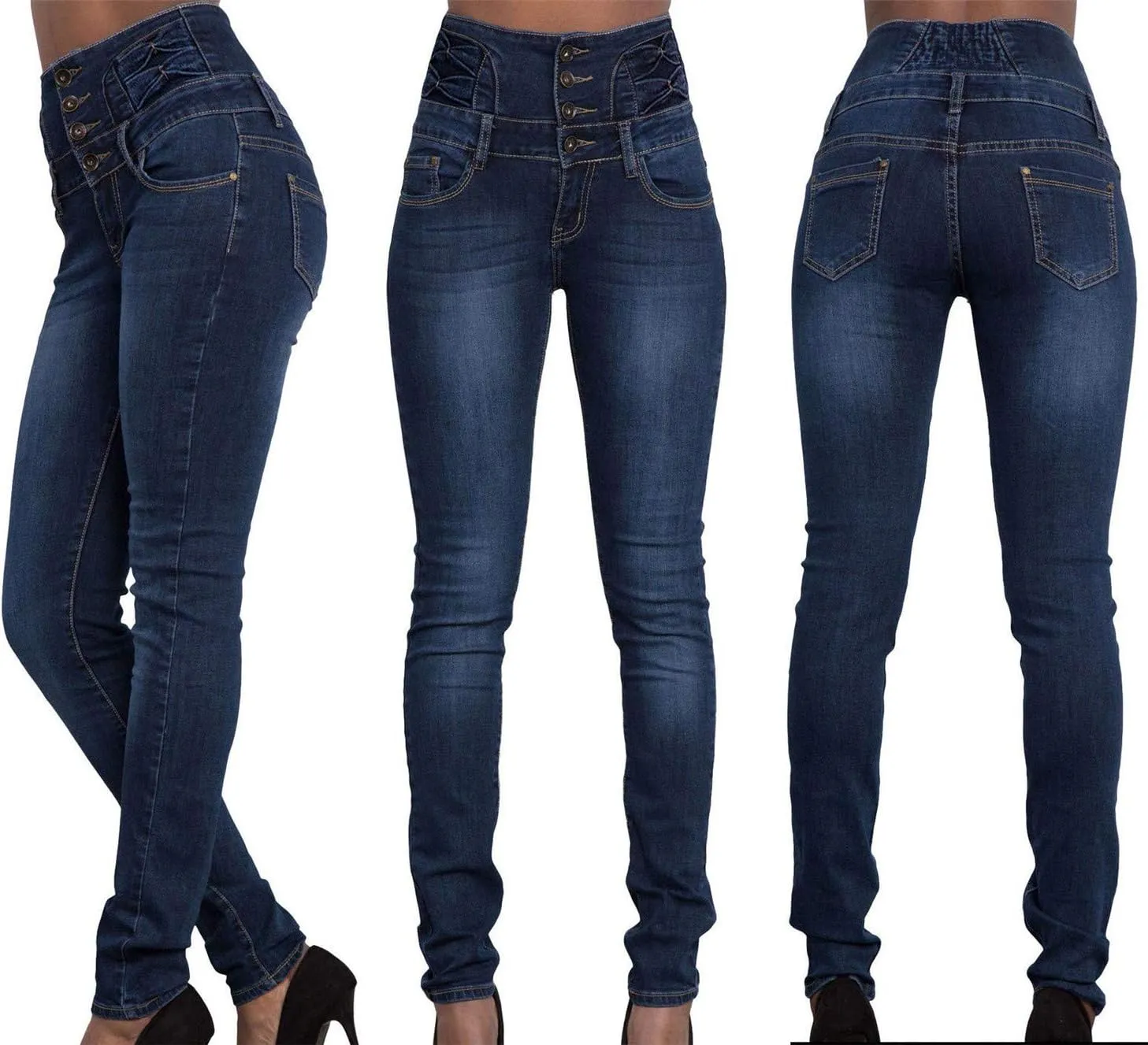 Andongnywell Women's Classic High Waist Denim Skinny Jeans Pull-On Stretch Jeans Slim Fit Pencil Pants