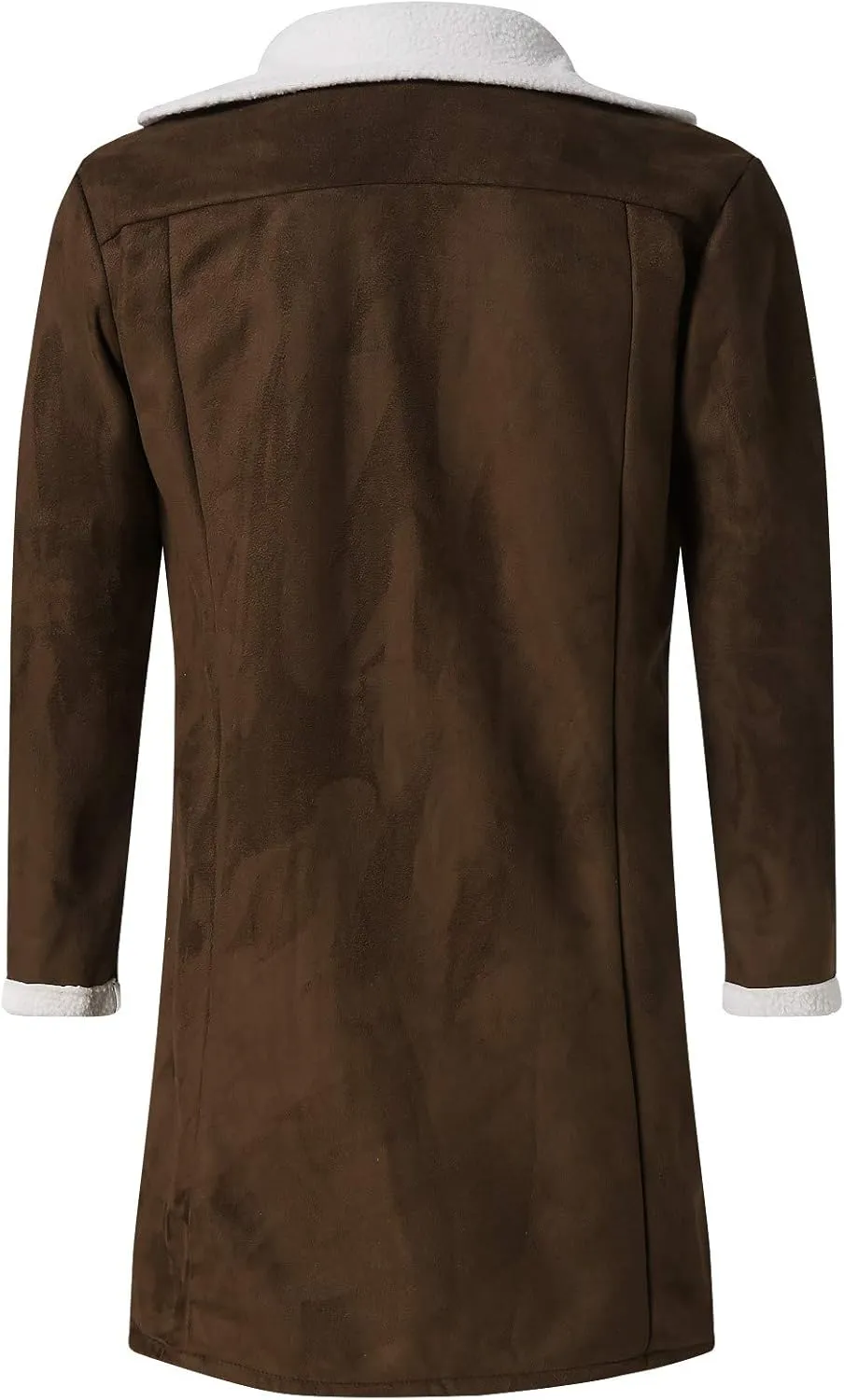 Burband Mens Casual Sherpa Fleece Lined Jackets Winter Warm Fur Collar Long Trench Coats Big and Tall Outwears