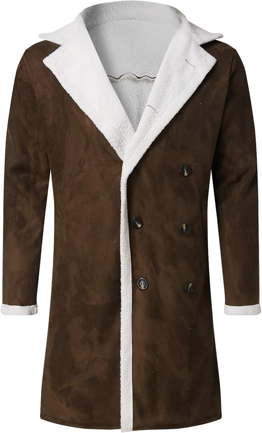 Burband Mens Casual Sherpa Fleece Lined Jackets Winter Warm Fur Collar Long Trench Coats Big and Tall Outwears