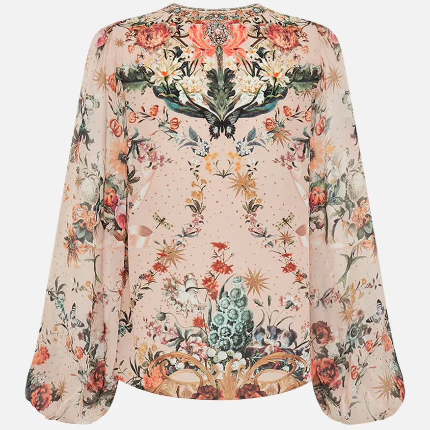 Camilla- V-Neck Blouson Sleeve Blouse
