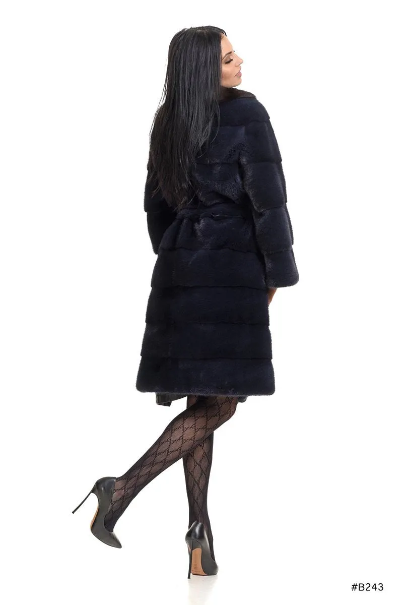 Casual chic mink coat with sable collar