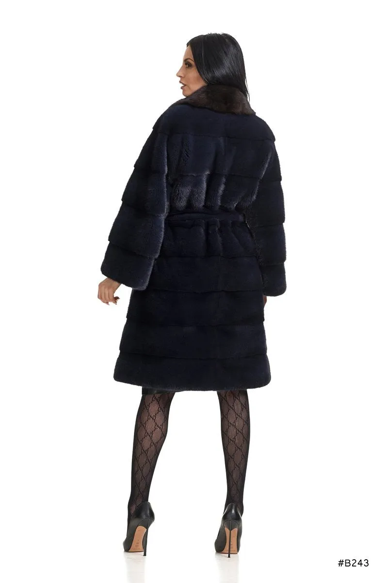 Casual chic mink coat with sable collar