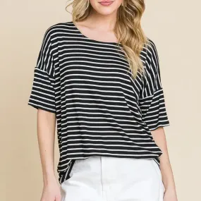 Casual Short Sleeve Stripe Top