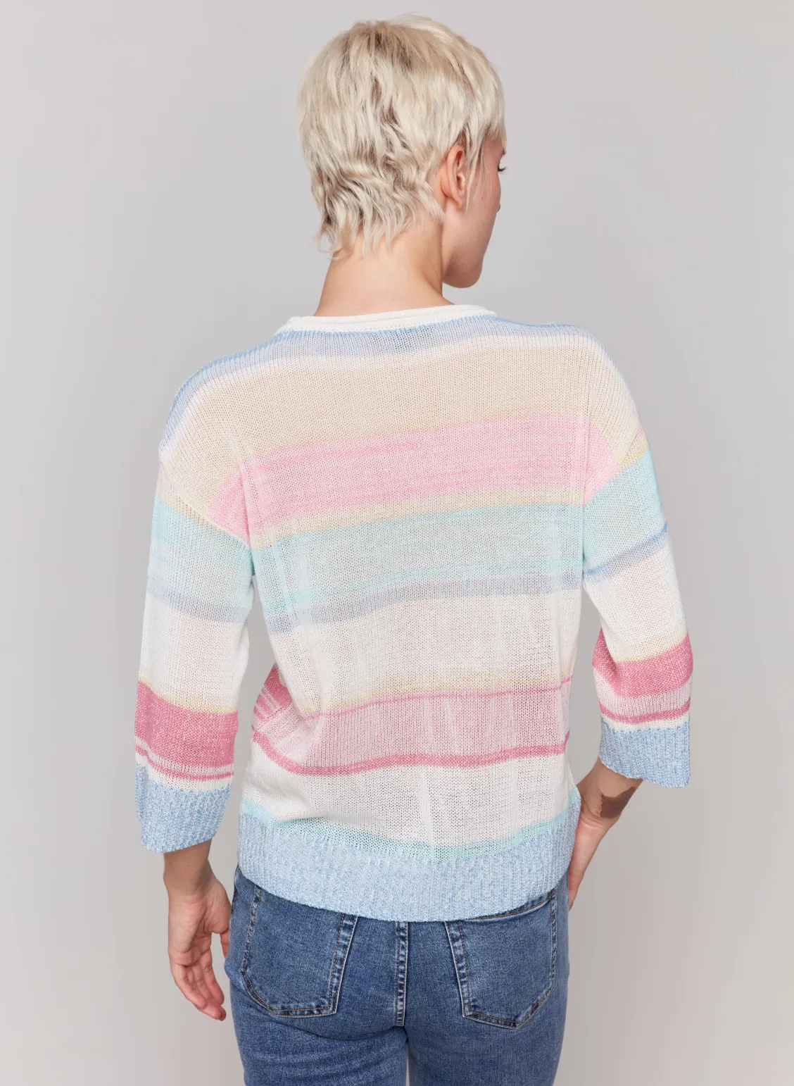 Charlie B 3/4 Sleeve Sweater Pastel