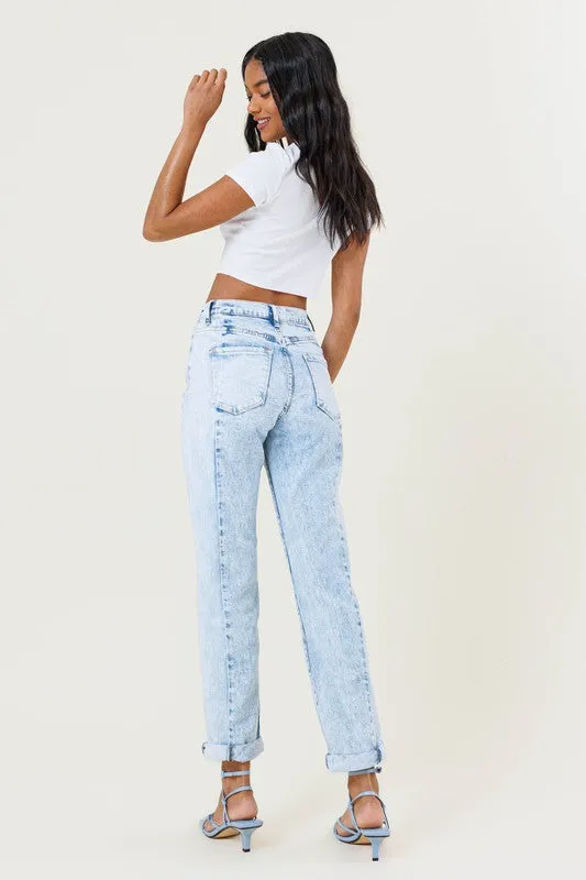 COLOR BLOCK BOYFRIEND JEANS
