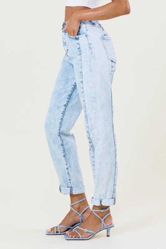 COLOR BLOCK BOYFRIEND JEANS