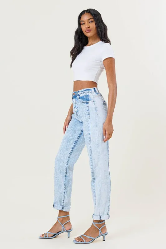 COLOR BLOCK BOYFRIEND JEANS