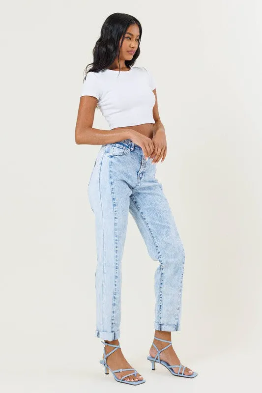 COLOR BLOCK BOYFRIEND JEANS