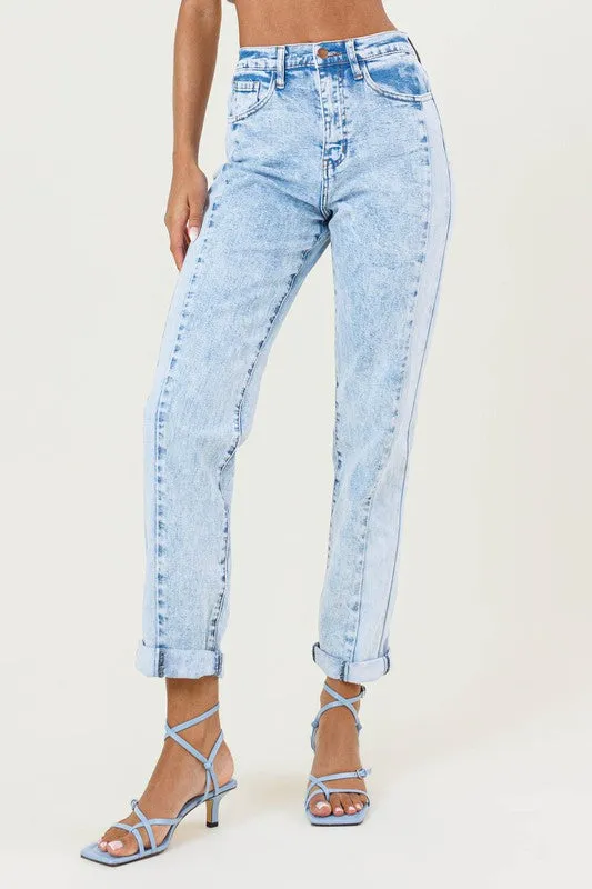 COLOR BLOCK BOYFRIEND JEANS