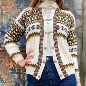 Elegant 1970s Cream Norwegian Cardigan
