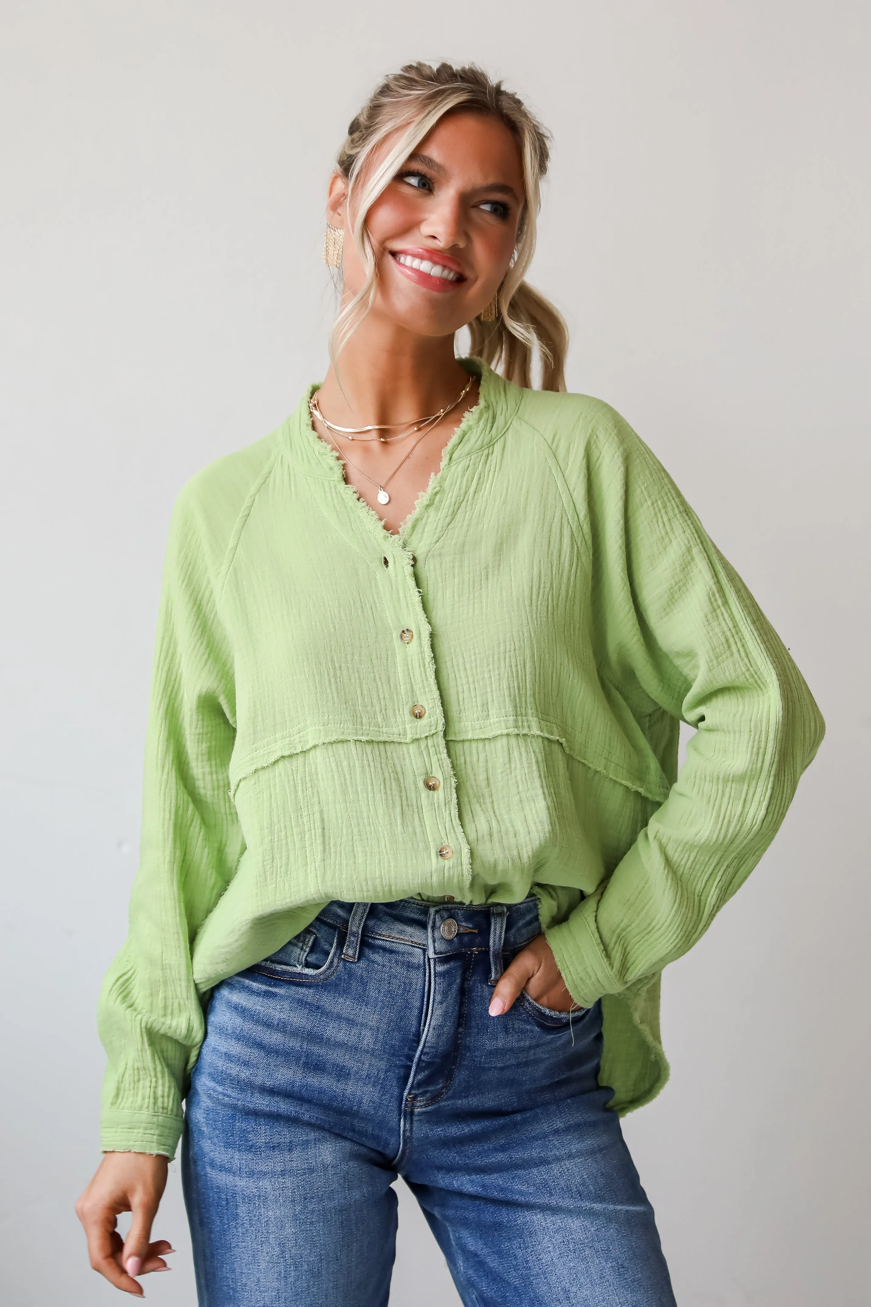 FINAL SALE - Relaxed Chic Lime Linen Blouse