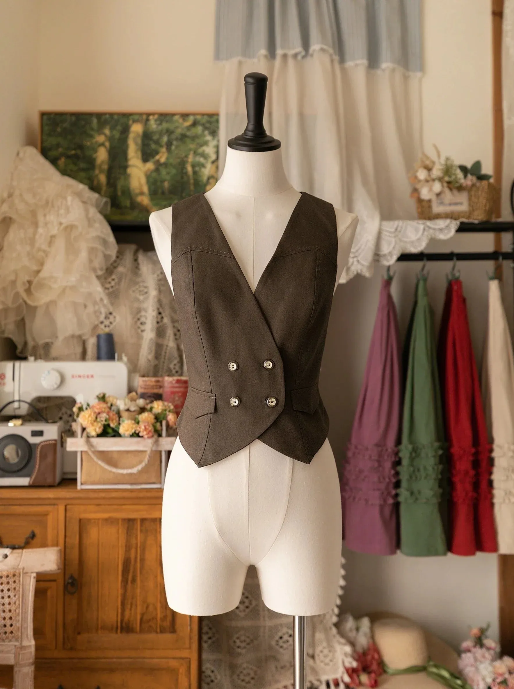 Forest Classic Collar Original Drobe Tower Vest Retro