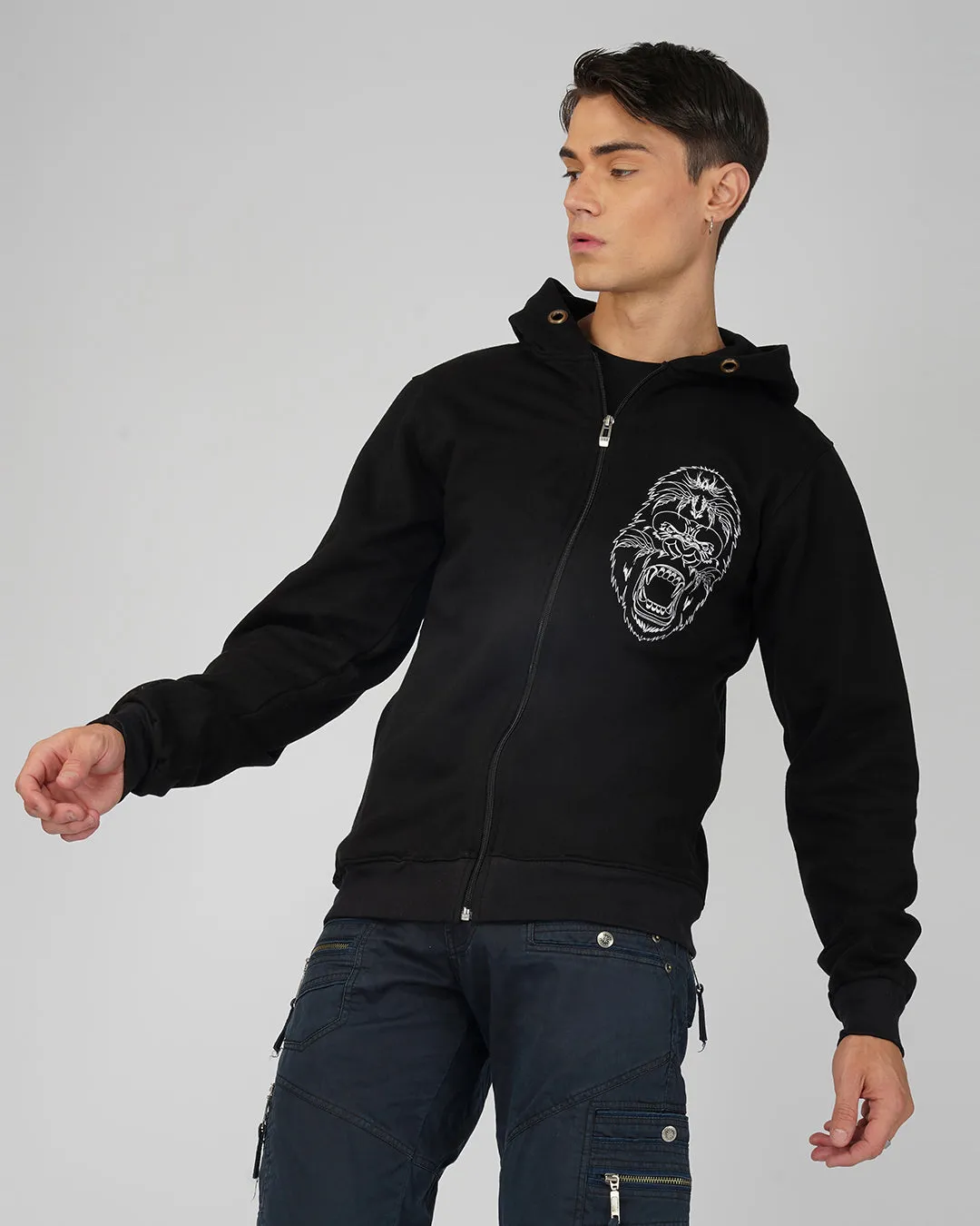 Gorilla | zip up Cotton Hoodie | UV Light Reactive Plus Glow in Dark