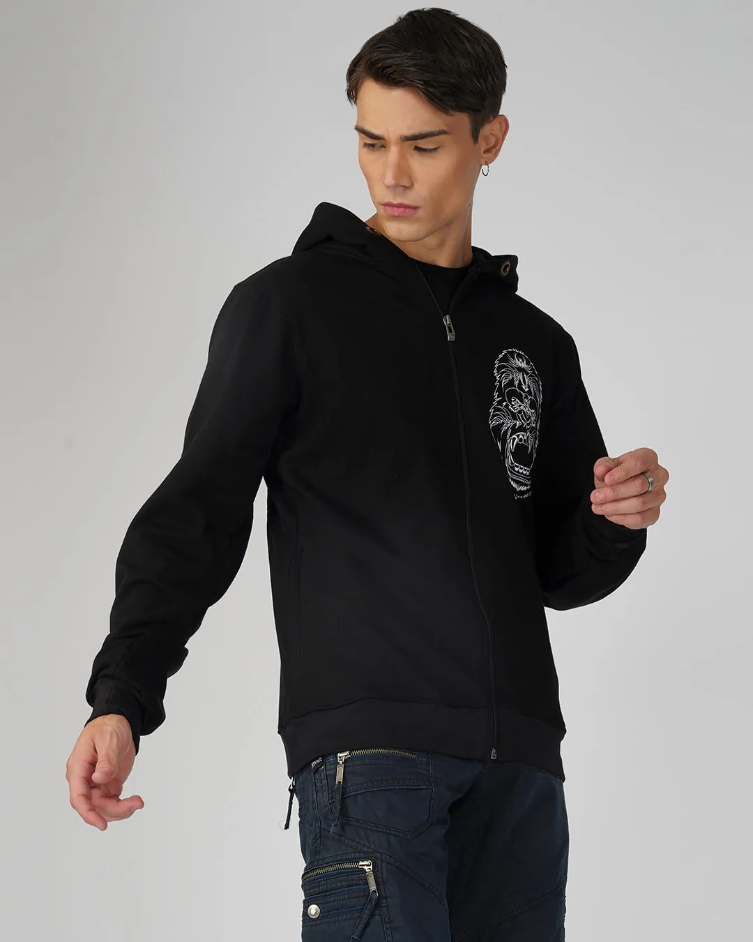 Gorilla | zip up Cotton Hoodie | UV Light Reactive Plus Glow in Dark
