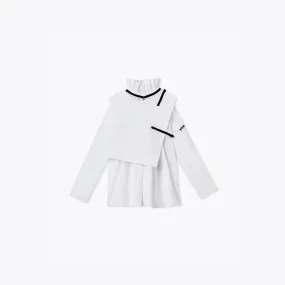 HIGH COLLAR COTTON BLOUSE