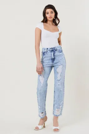 HIGH WAISTED STRAIGHT LEG IN VINTAGE ACID WASH