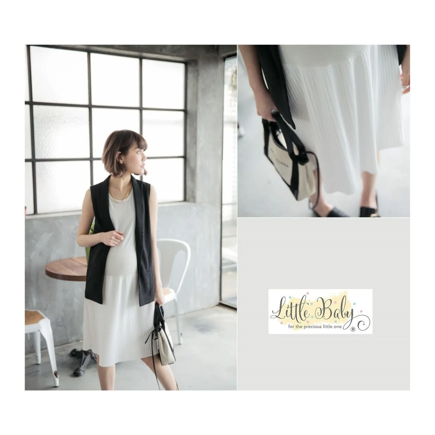 L1662353 Korea Versatile Pleated White Dress