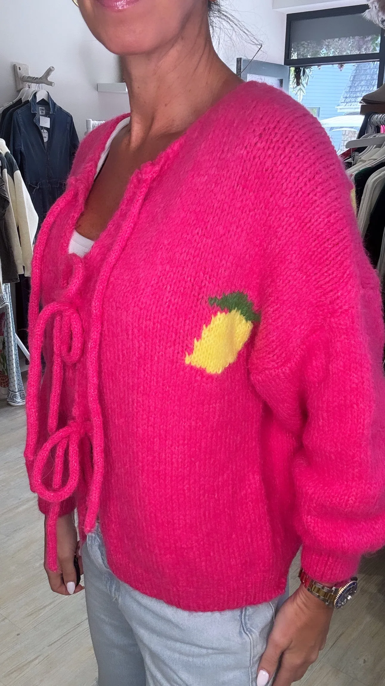 Lemon cello cardigan