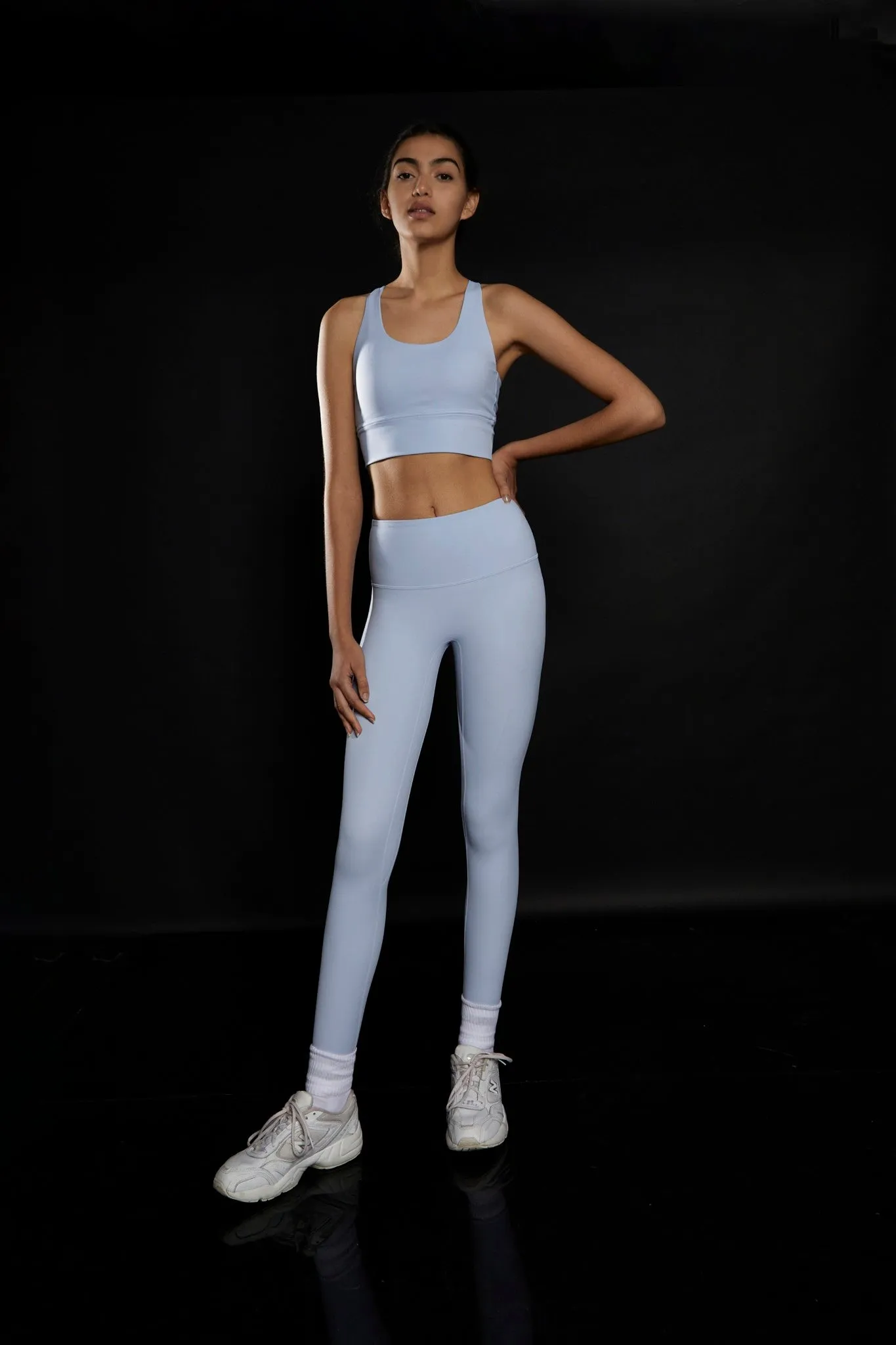 Light Blue Cross Back Sports Bra