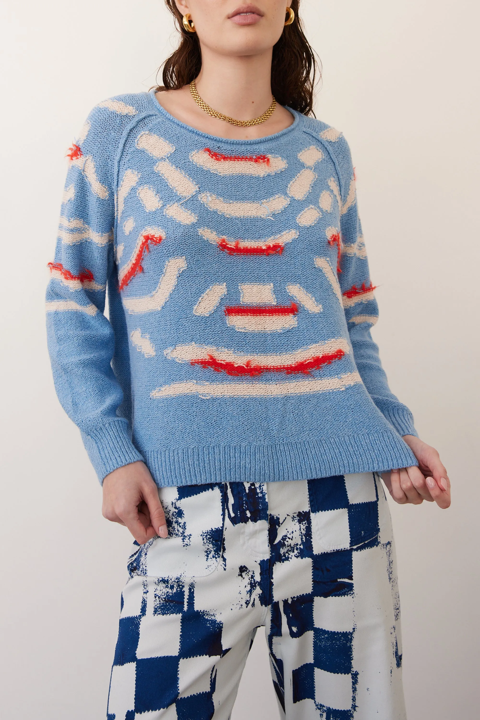 Light Denim and Chalk Zuri Pullover