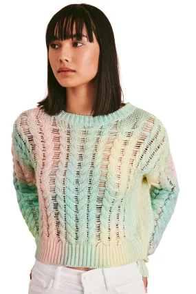 Line Kala Crew Neck Cotton Cable Knit Sweater- Moodstone