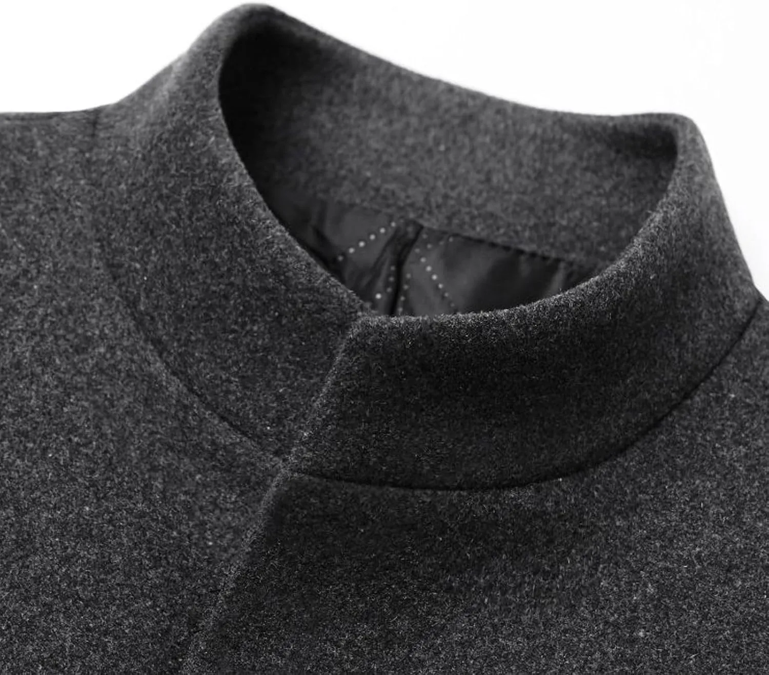 Lu's Chic Men's Wool Pea Coats Thick Long Sleeve Button Down Dressy Jacket Long Quilted Single Breasted Slim Fit Peacoat