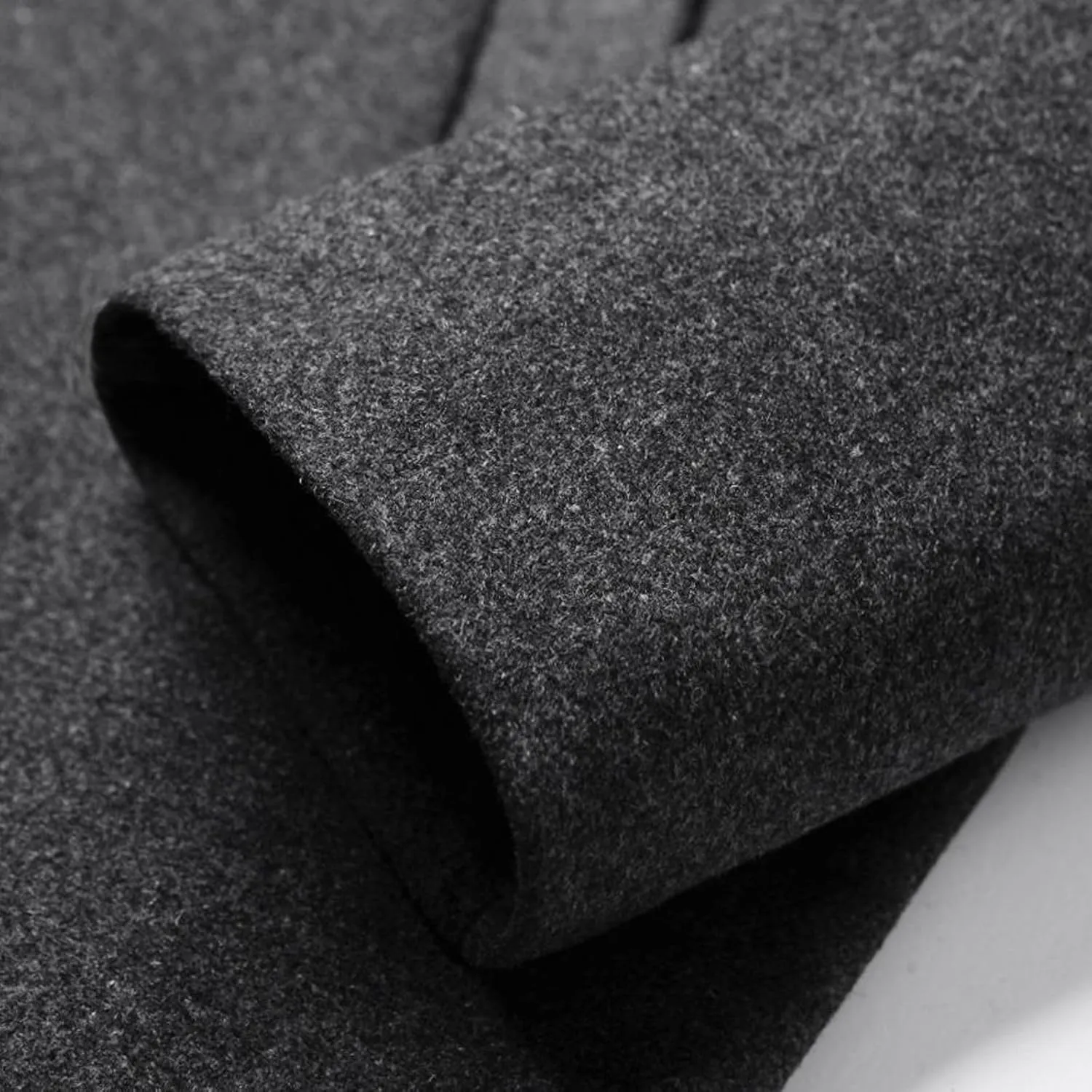 Lu's Chic Men's Wool Pea Coats Thick Long Sleeve Button Down Dressy Jacket Long Quilted Single Breasted Slim Fit Peacoat