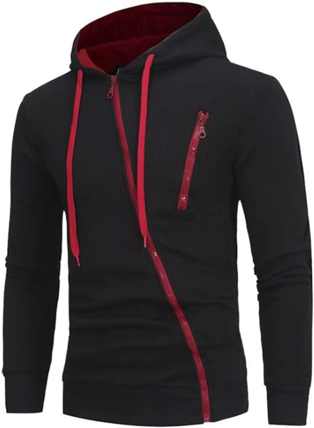Lu's Chic Men's Zip Up Hoodie Long Sleeve Sweatshirt Fleece Lined Workout Drawstring Thermal Fashion Slim Fit