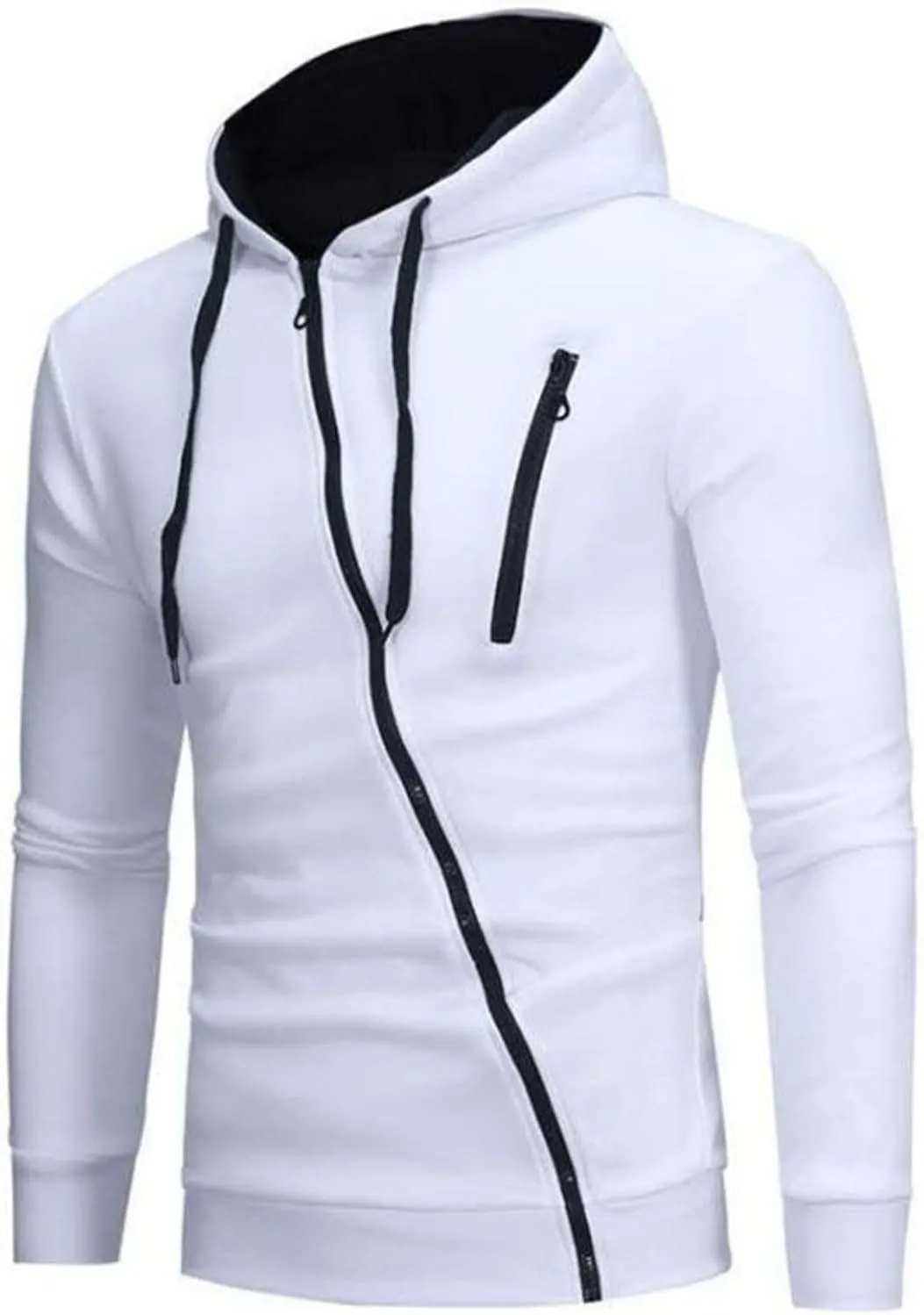 Lu's Chic Men's Zip Up Hoodie Long Sleeve Sweatshirt Fleece Lined Workout Drawstring Thermal Fashion Slim Fit