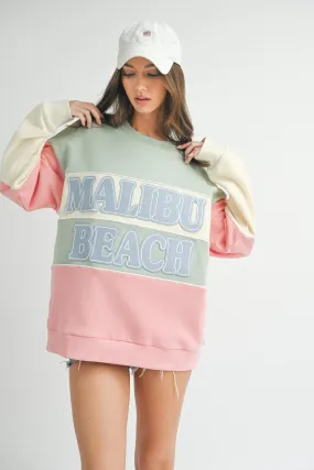 Malibu Beach Patch Colorblock Varsity Sweater