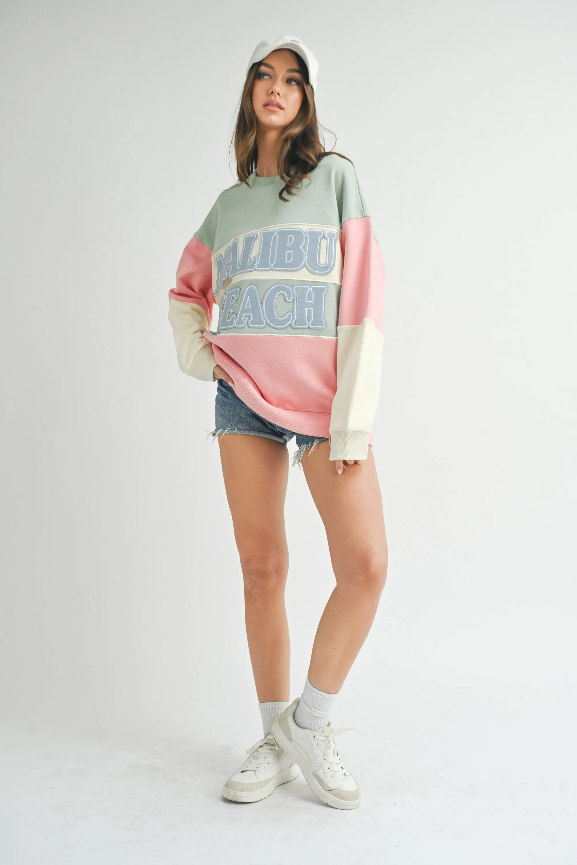 Malibu Beach Patch Colorblock Varsity Sweater
