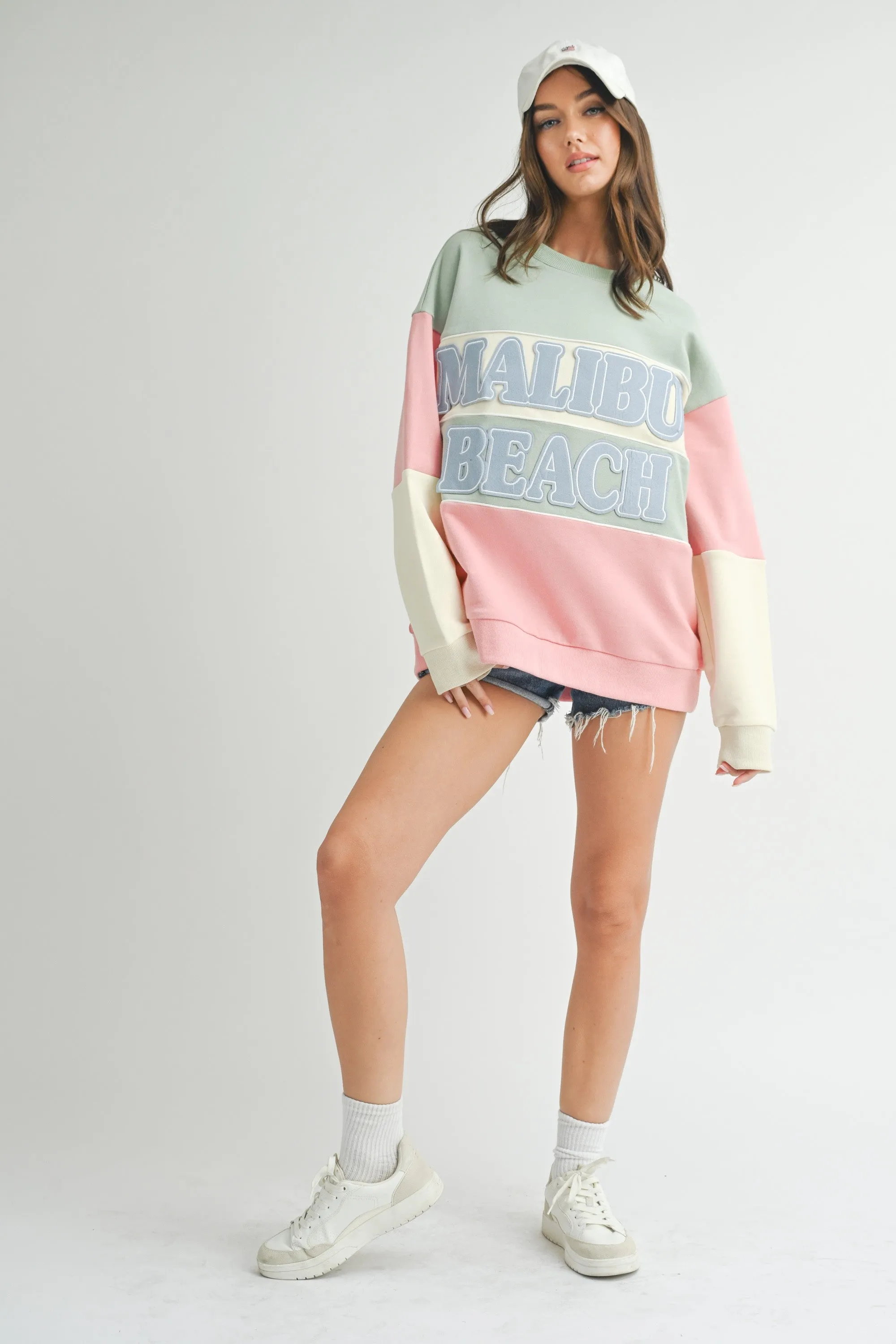 Malibu Beach Patch Colorblock Varsity Sweater