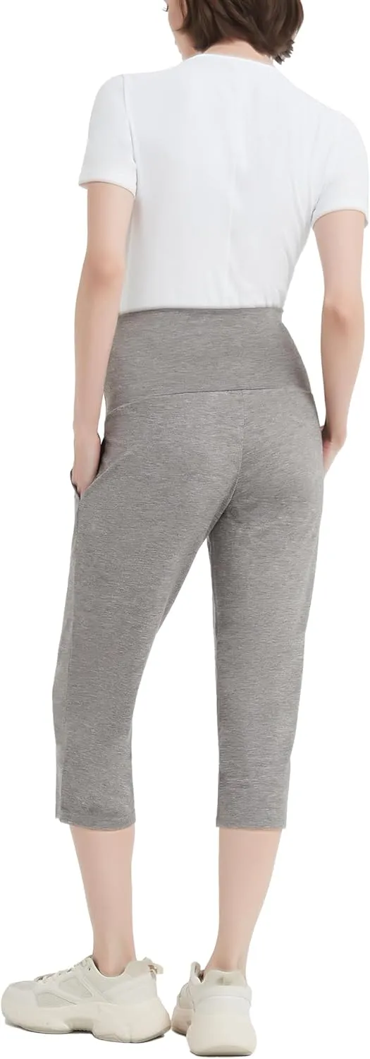 Maternity Shorts High Waisted Women Capri Pregnancy Soft Yoga Joggers Lounge Pants