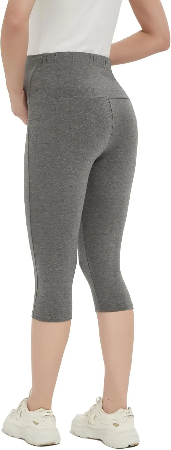 Maternity Shorts High Waisted Women Capri Pregnancy Soft Yoga Joggers Lounge Pants
