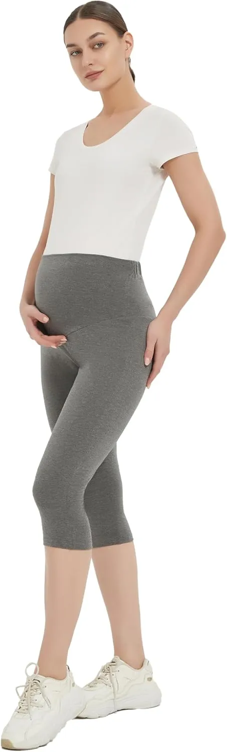 Maternity Shorts High Waisted Women Capri Pregnancy Soft Yoga Joggers Lounge Pants
