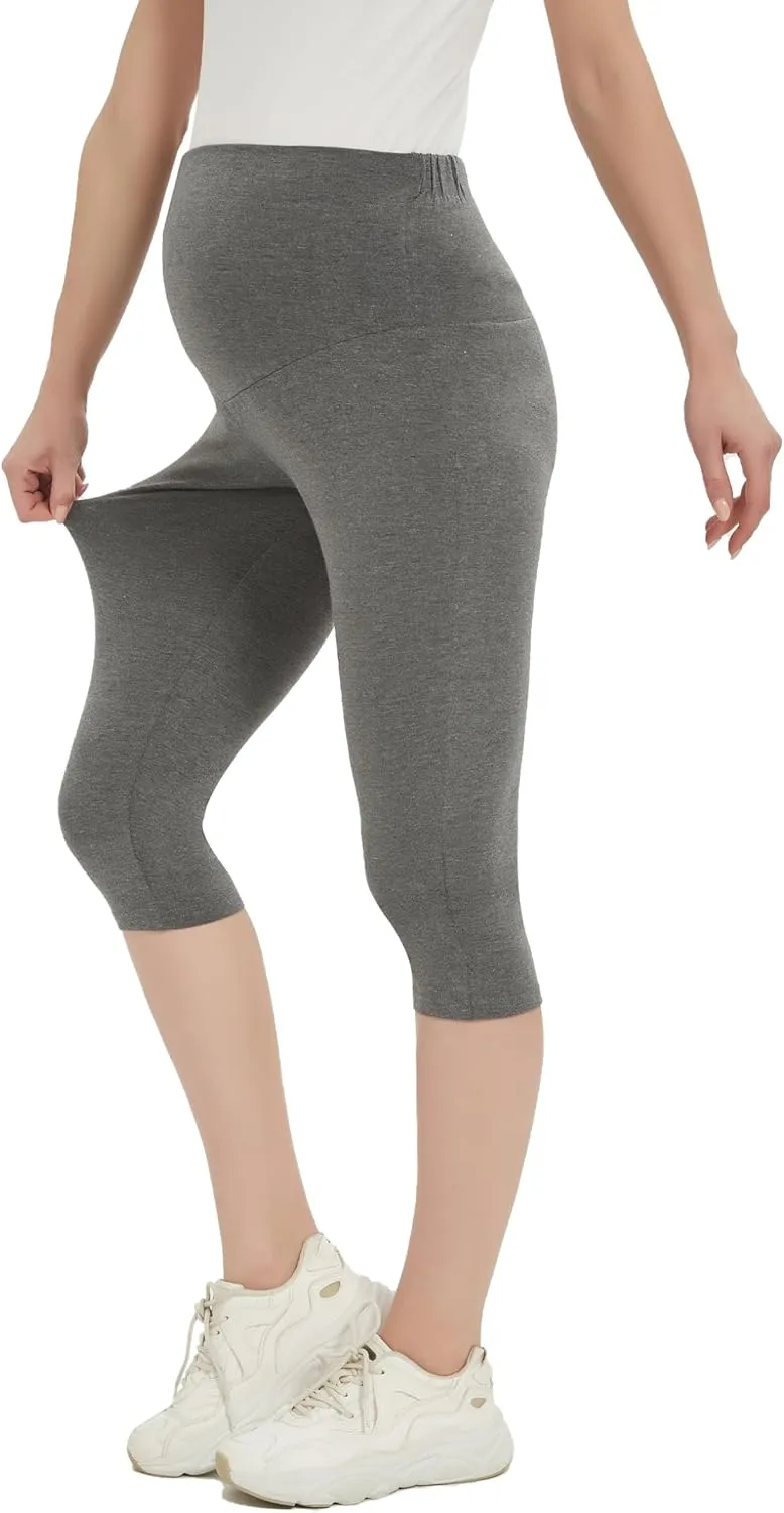 Maternity Shorts High Waisted Women Capri Pregnancy Soft Yoga Joggers Lounge Pants