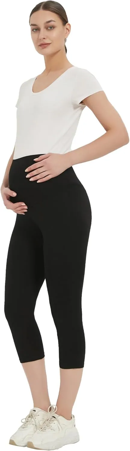 Maternity Shorts High Waisted Women Capri Pregnancy Soft Yoga Joggers Lounge Pants