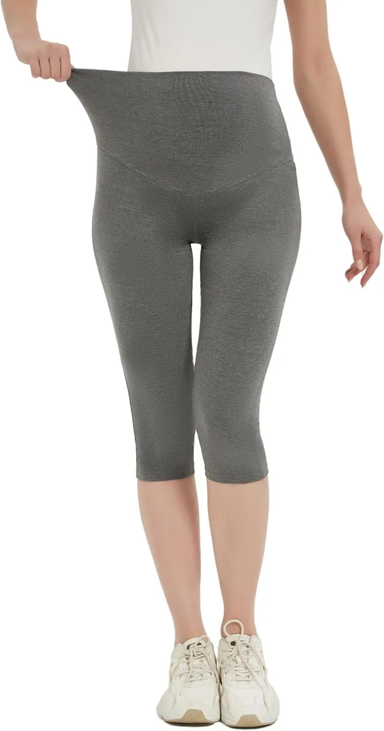 Maternity Shorts High Waisted Women Capri Pregnancy Soft Yoga Joggers Lounge Pants