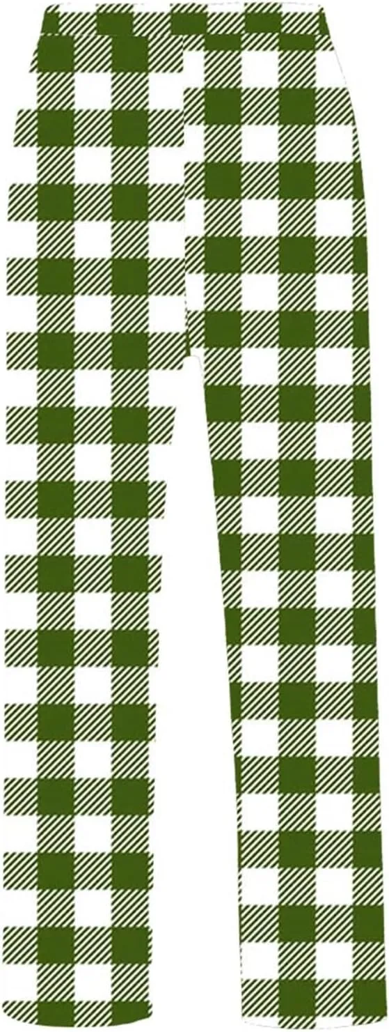 Men's Pajama Pants Drawstring Plaid Pj Flannel Lounge Pants Elastic Waist Loose Soft Comfy PJ Bottoms with Pockets