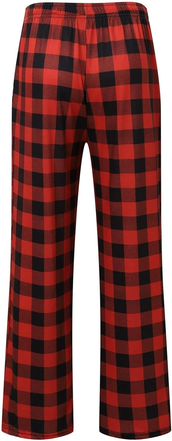 Mens Womens Plaid Pajama Pants Unisex Sleep Lounge Pants Soft PJ Bottoms Plaid Pajama Sweatpants with Pockets