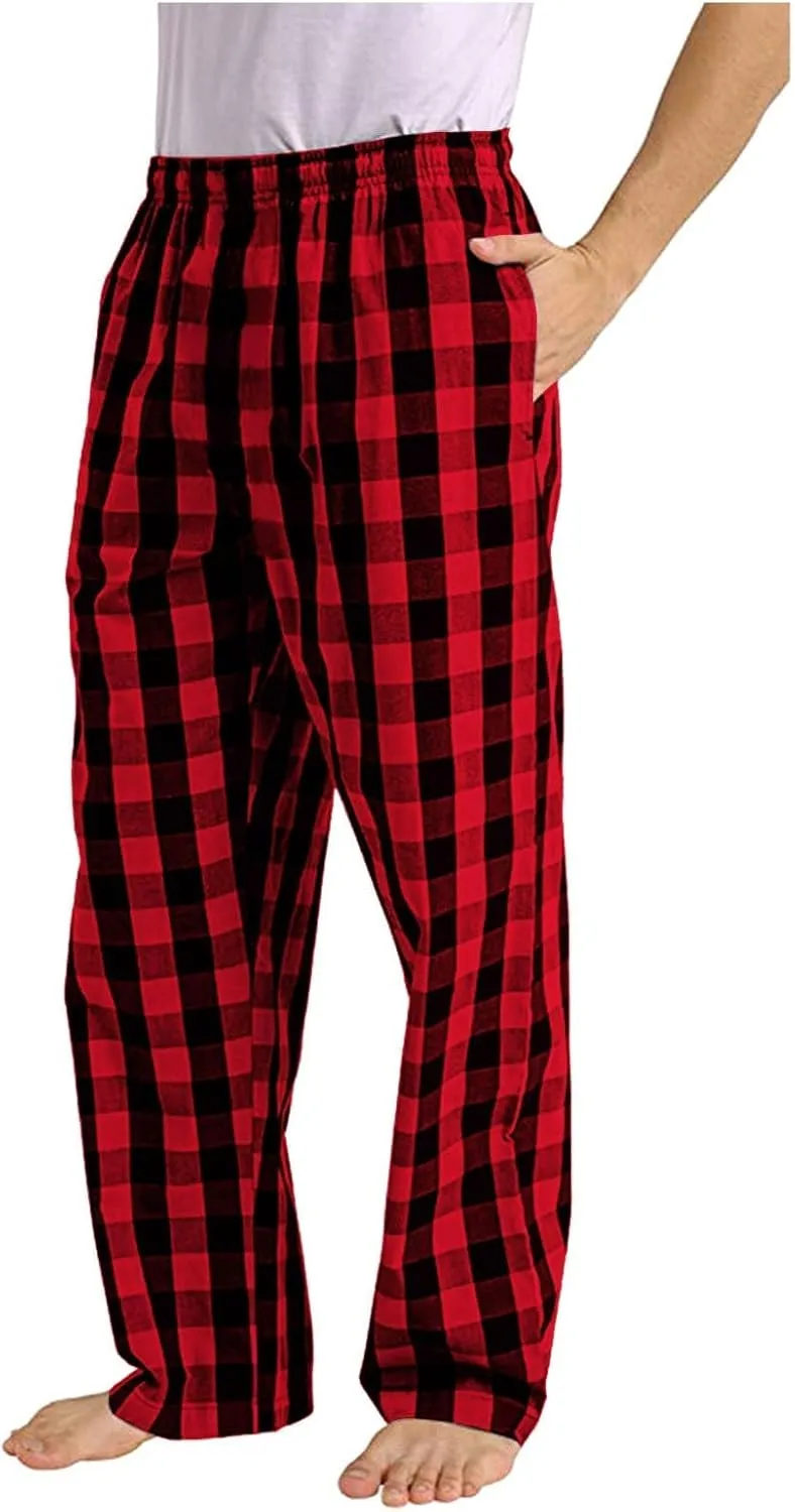 Mens Womens Plaid Pajama Pants Unisex Sleep Lounge Pants Soft PJ Bottoms Plaid Pajama Sweatpants with Pockets