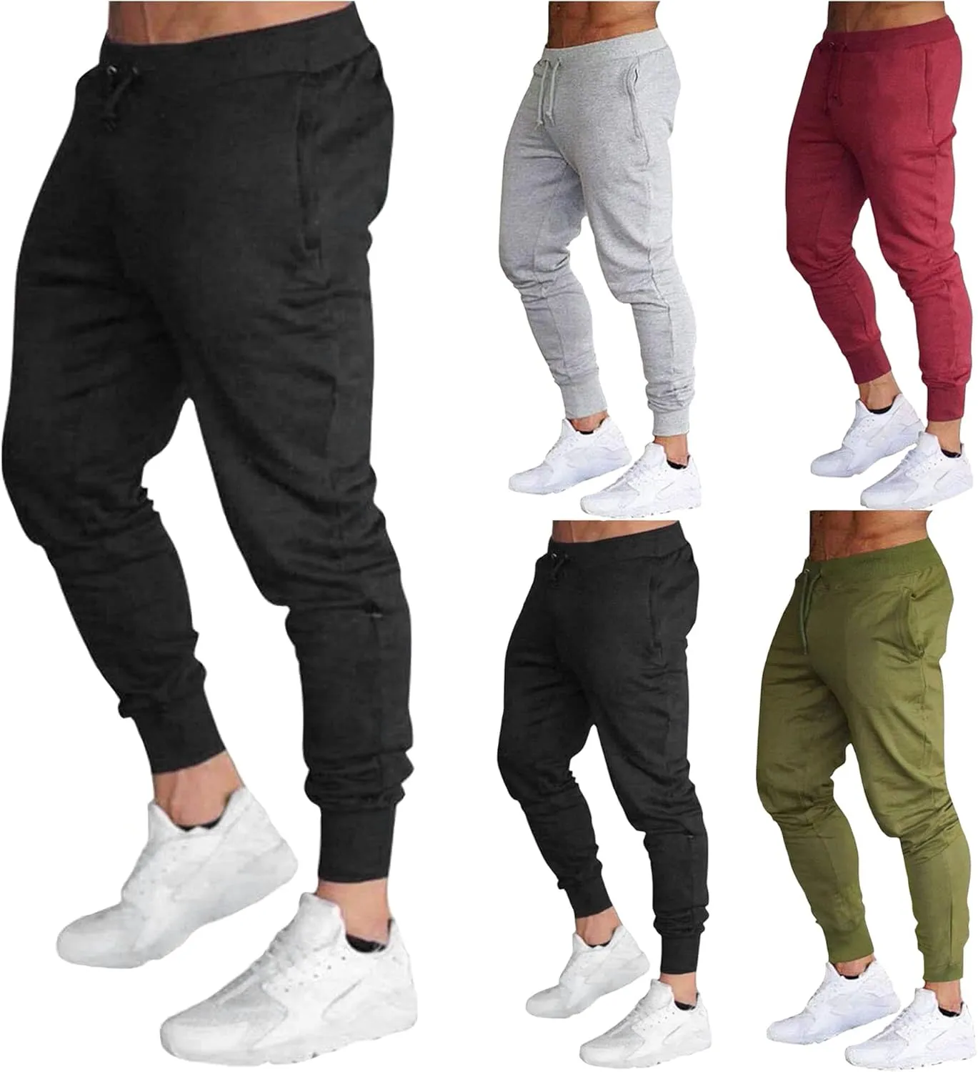 Mens Workout Cargo Sweatpants Active Soft Fleece Jogger Sport Lounge Pants Mens Casual Cargo Pants Sports Sweatpants